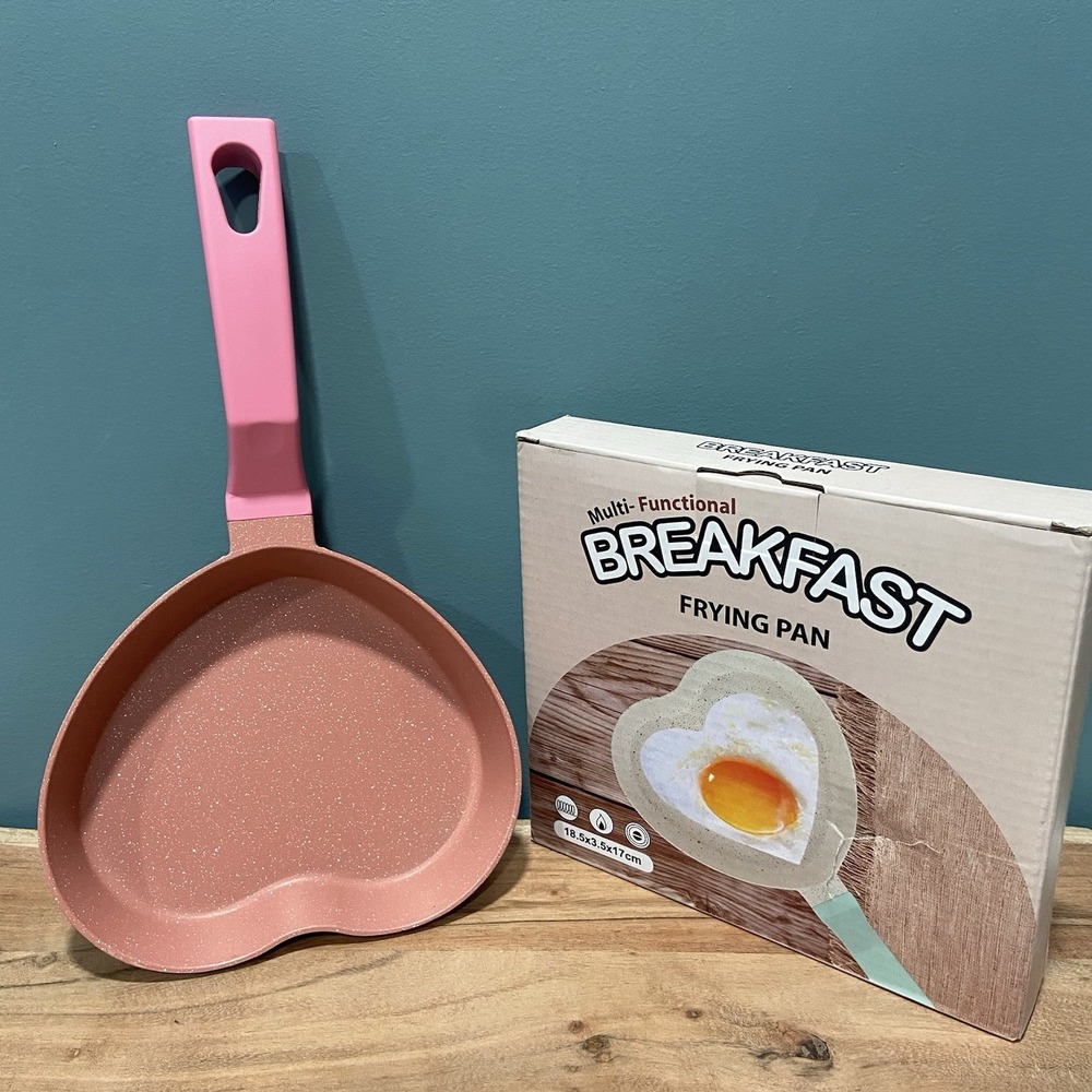 Mini Heart Shaped Pink Skillet Frying Pan Breakfast Egg Pan Valentines